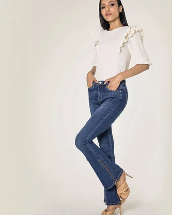 Blugi Dama Evazati BoatCut  Albastru Inchis P151L M10 17034, Albastru inchis