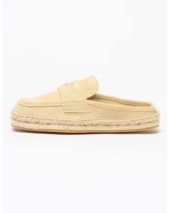 Saboti-espadrila din piele intoarsa, Bej deschis
