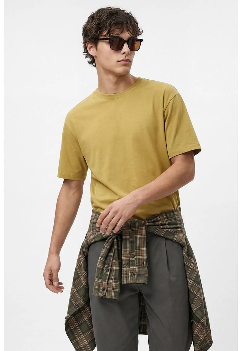 Tricou lejer cu model uni, Verde masliniu