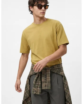 Tricou lejer cu model uni, Verde masliniu
