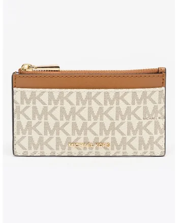 Portcart cu model monograma Jet Set, Maro/Crem