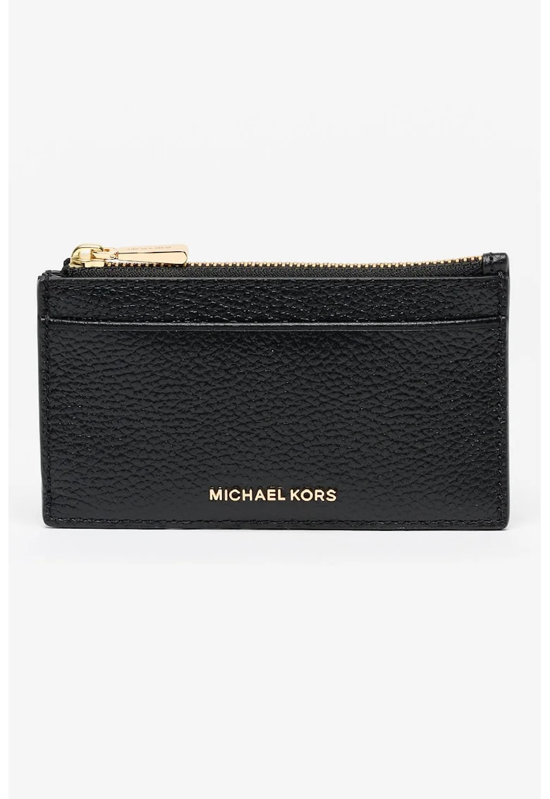 Portcart din piele cu fermoar Jet Set, Negru