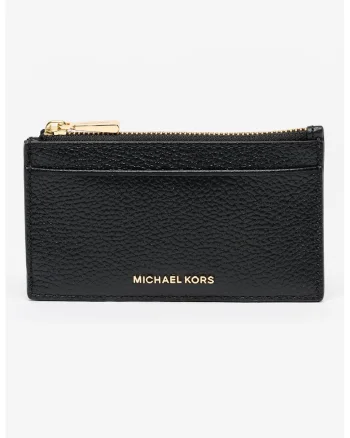 Portcart din piele cu fermoar Jet Set, Negru