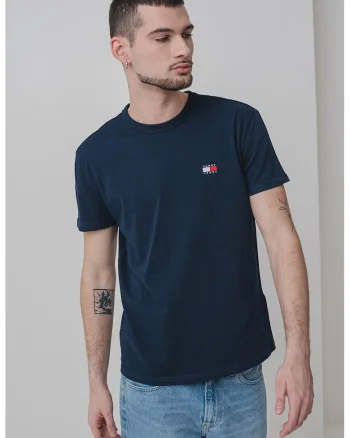 Tricou din bumbac cu decolteu la baza gatului, Albastru ultramarin
