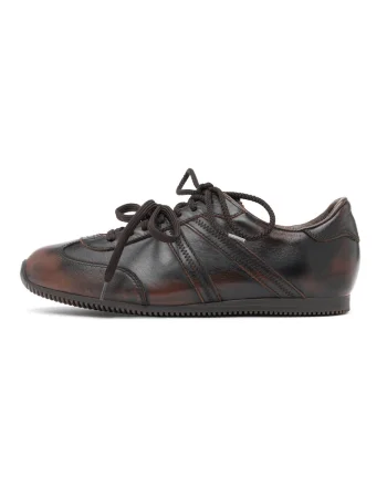 Pantofi sport low-cut din piele, Maro inchis