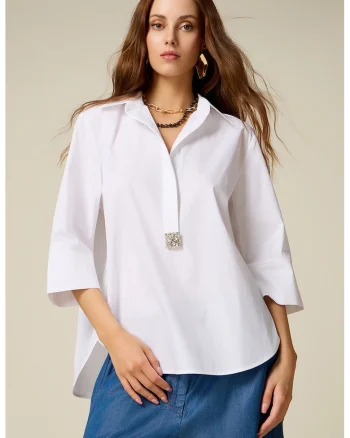 Bluza cu maneci 3/4, Alb optic