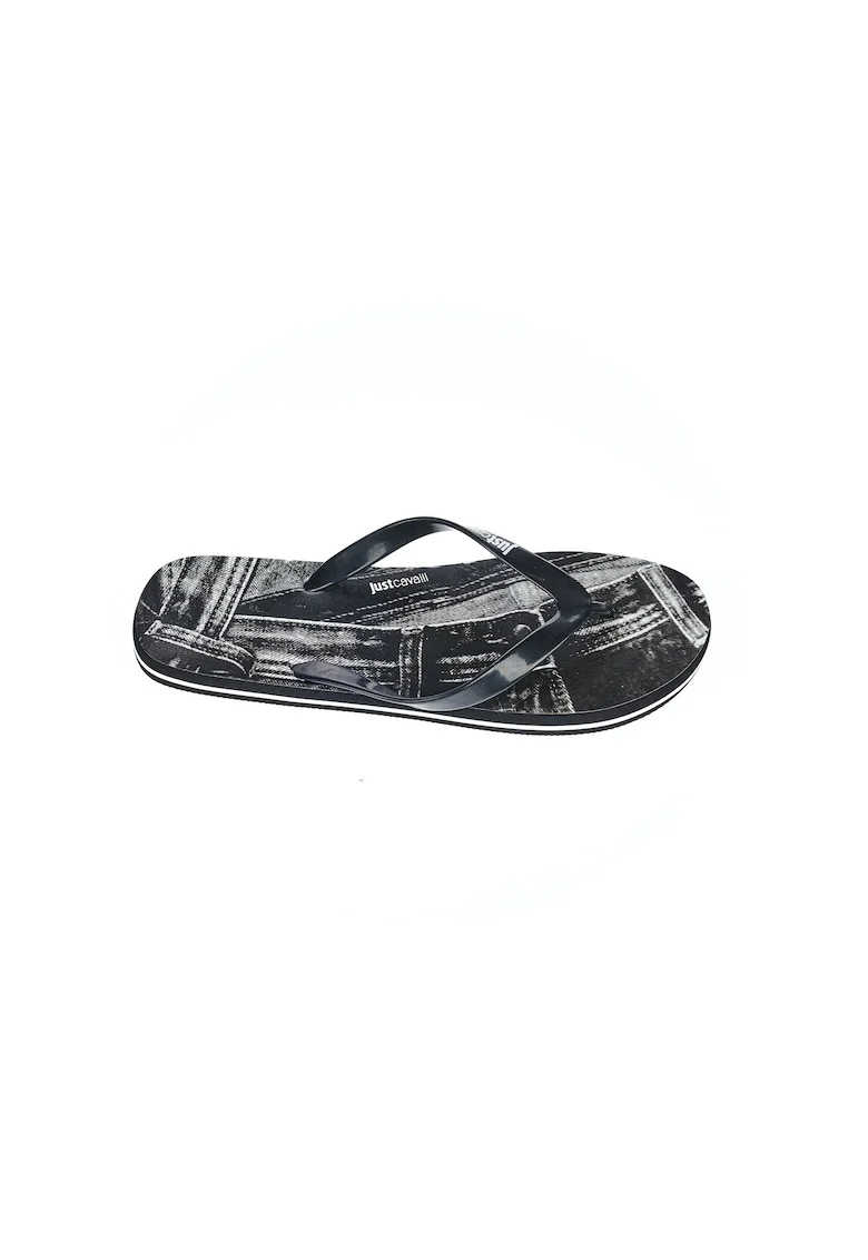 Papuci fli-flop cu logo, Negru