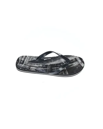 Papuci fli-flop cu logo, Negru