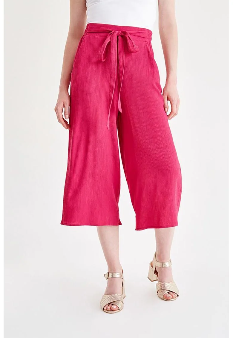 Pantaloni culotte cu snur, Fucsia