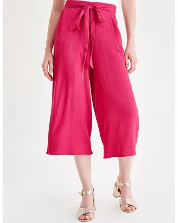 Pantaloni culotte cu snur, Fucsia