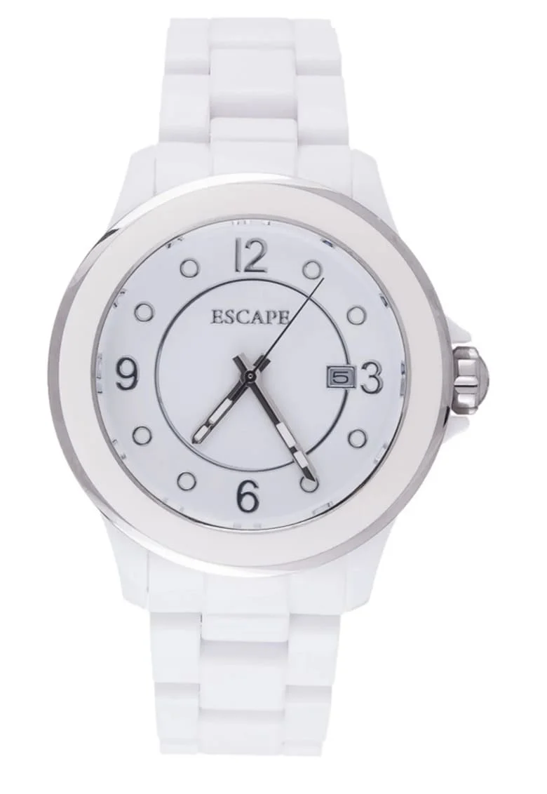 Ceas dama  40 mm, curea plastic alba, rezistenta la apa 5 ATM