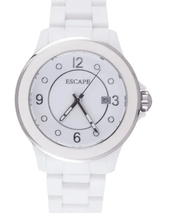 Ceas dama  40 mm, curea plastic alba, rezistenta la apa 5 ATM