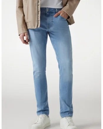Blugi slim fit de denim, Albastru deschis