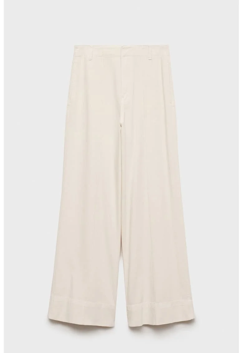 Pantaloni relaxed fit cu detaliu cu pliu frontal, Bej