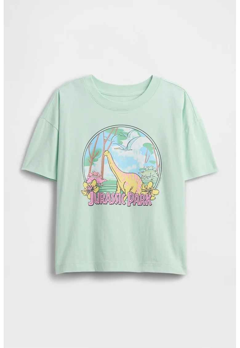 Tricou cu imprimeu cu desene, Galben/Verde pal/Roz
