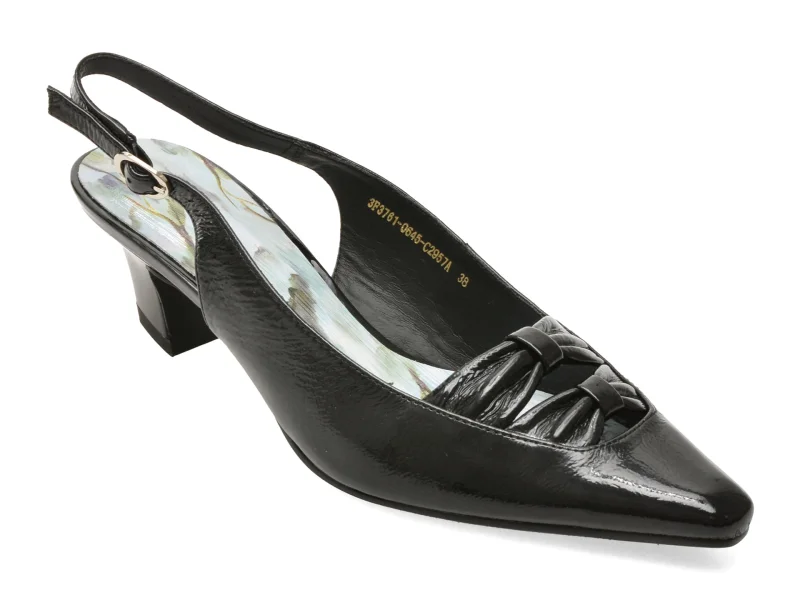 Pantofi eleganti EPICA negri, 3F3761, din piele naturala lacuita