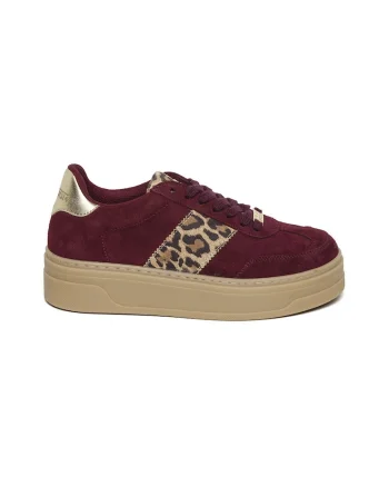 Pantofi sport Moxy low-cut cu platforma, Visiniu/Negru/Maro nisip