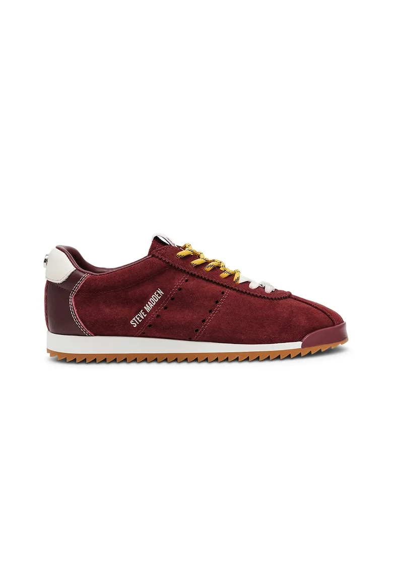 Pantofi Mirage sport de piele intoarsa, Visiniu/Rosu inchis