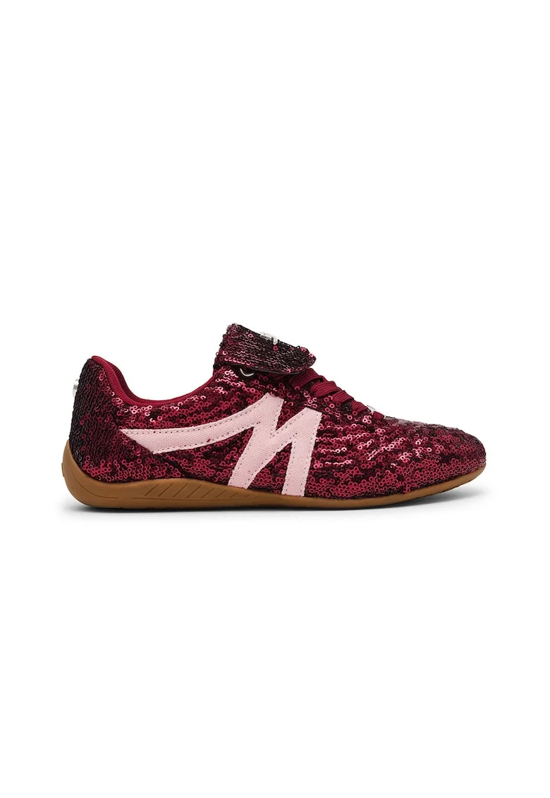 Pantofi sport cu aplicatii de paiete Freekick, Visiniu/Roz pastel