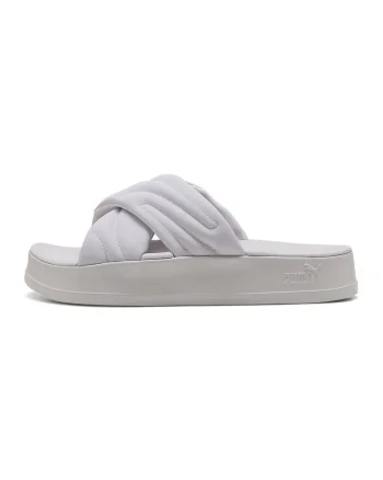 Papuci flatform cu bareta pufoasa Leadcat, Alb murdar