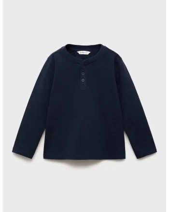 Bluza uni cu fenta cu nasturi, Albastru ultramarin