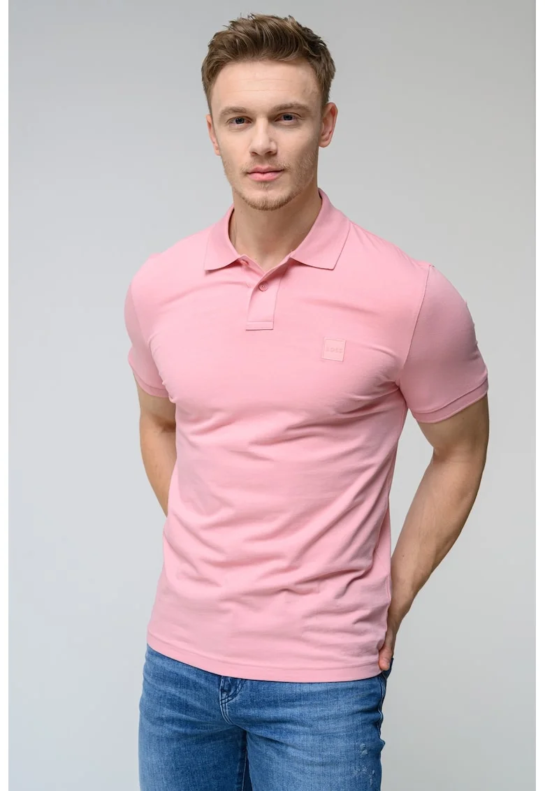 Tricou polo slim fit Passenger, Roz deschis