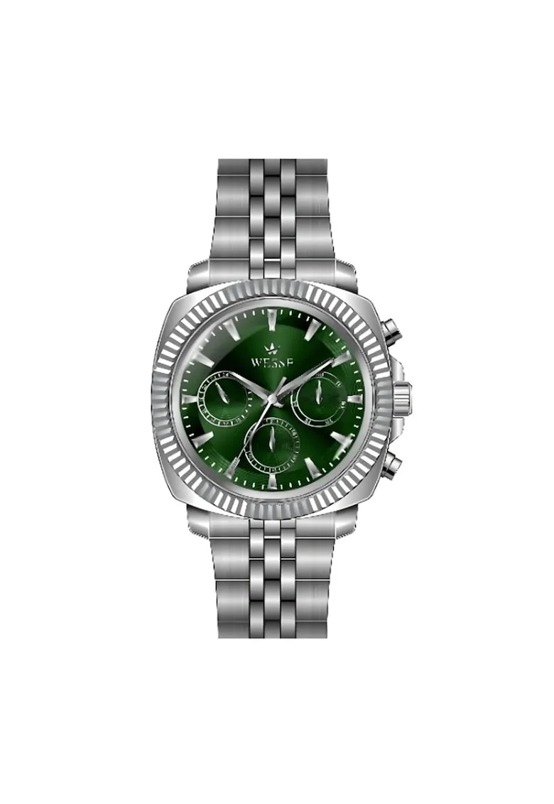 Ceas barbatesc,  WWG210002, 42mm, curea metal, cadran verde, rezistent la apa 5 ATM
