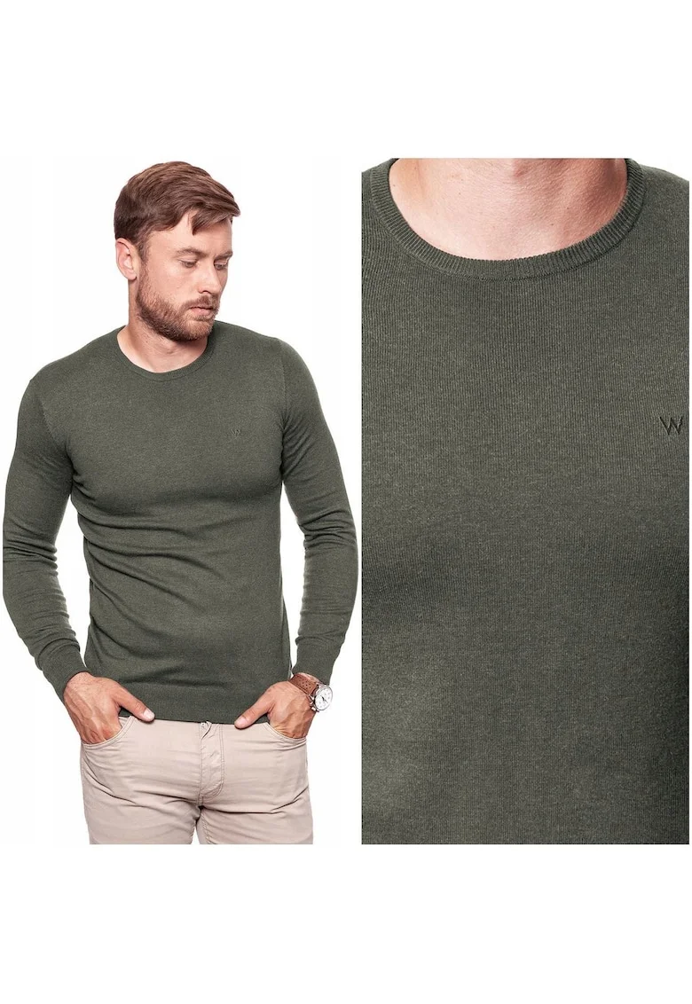 Pulover Barbati,  Model CREW KNIT, Croiala Clasica Regular Fit, Fara Inchidere, Moale Si Calduros, Cu Amestec De Lana, Bun Pentru Zile Racoroase Si Tinute Zilnice, Marimea 2XL, Verde