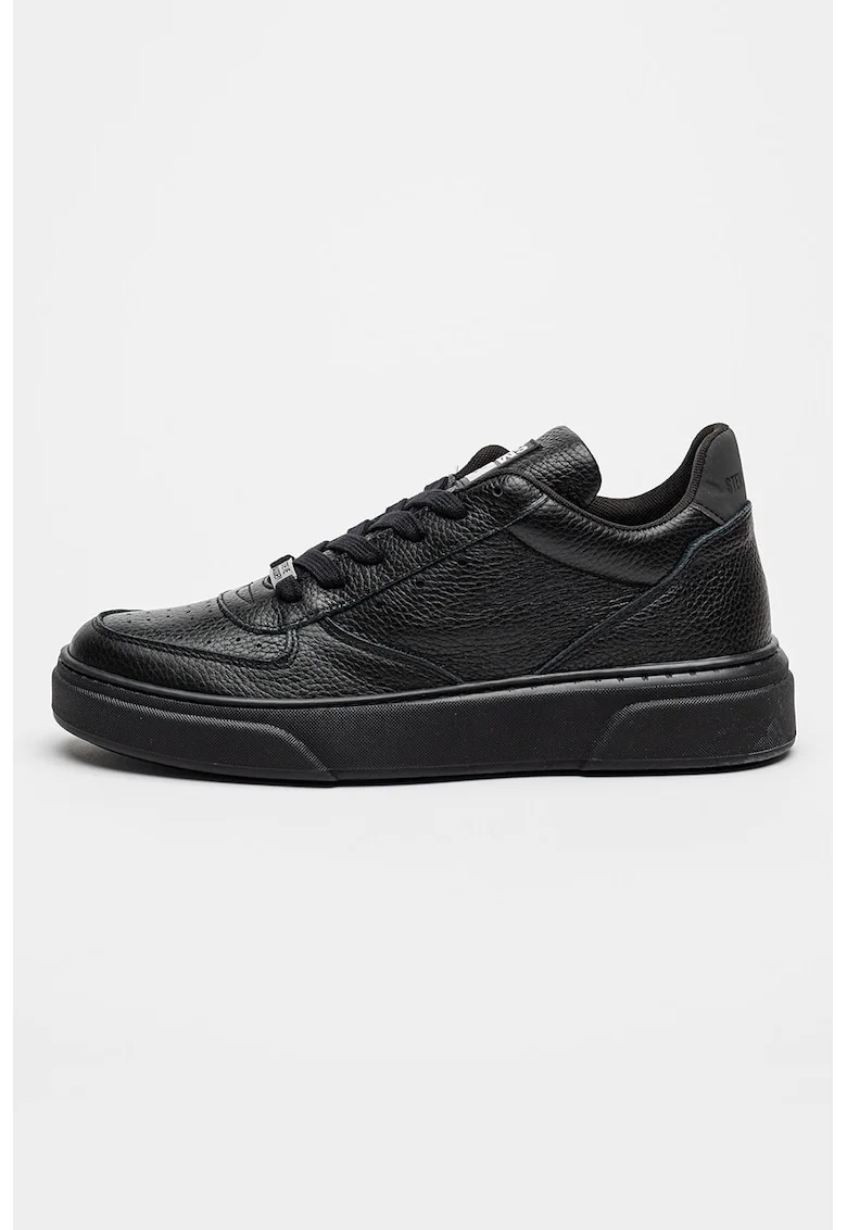 Pantofi sport flatform de piele cu logo Brent, Negru