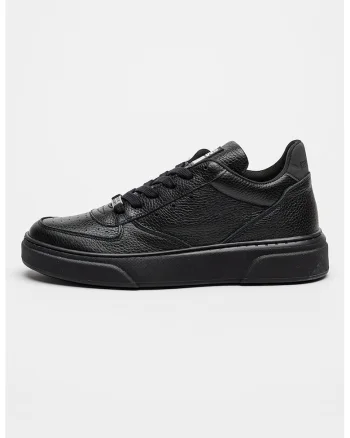 Pantofi sport flatform de piele cu logo Brent, Negru