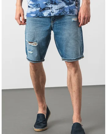 Bermude din denim cu 5 buzunare, Albastru prafuit