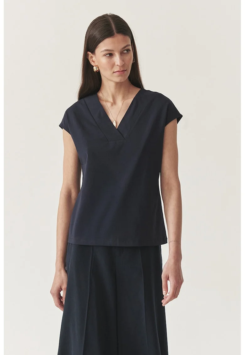 Bluza cu decolteu in V, Albastru ultramarin