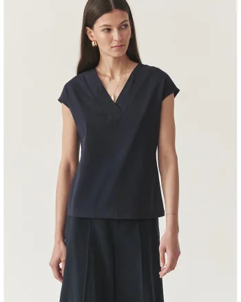 Bluza cu decolteu in V, Albastru ultramarin