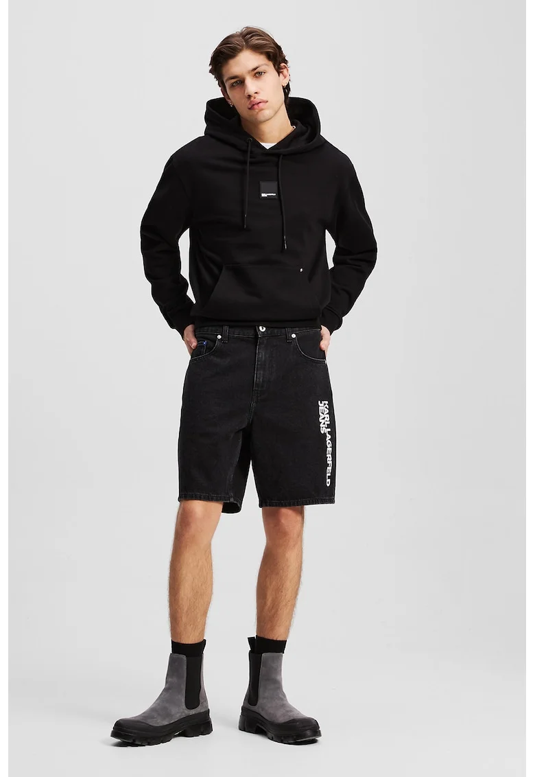 Blugi scurti relaxed-fit, Negru