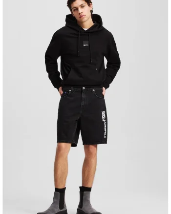 Blugi scurti relaxed-fit, Negru