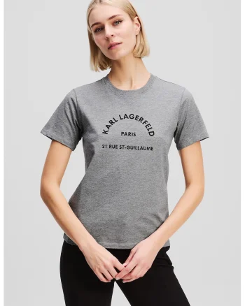 Tricou din bumbac organic cu imprimeu, Gri melange