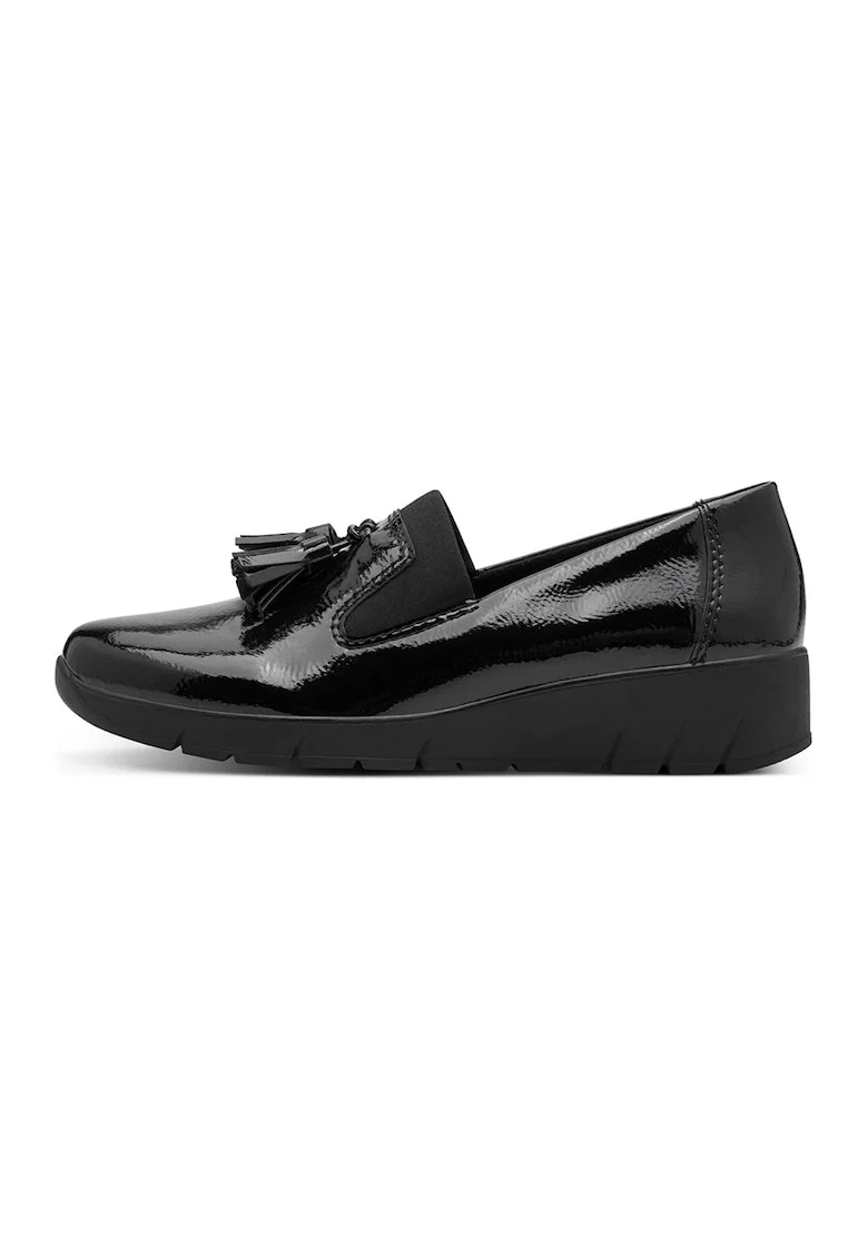 Pantofi loafer cu aspect lacuit, Negru