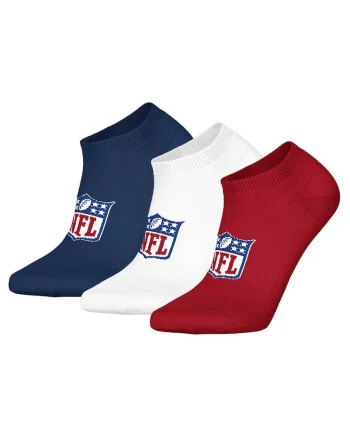 Set de sosete pana la glezna, unisex, cu logo - 3 perechi, Rosu/Alb/Albastru inchis