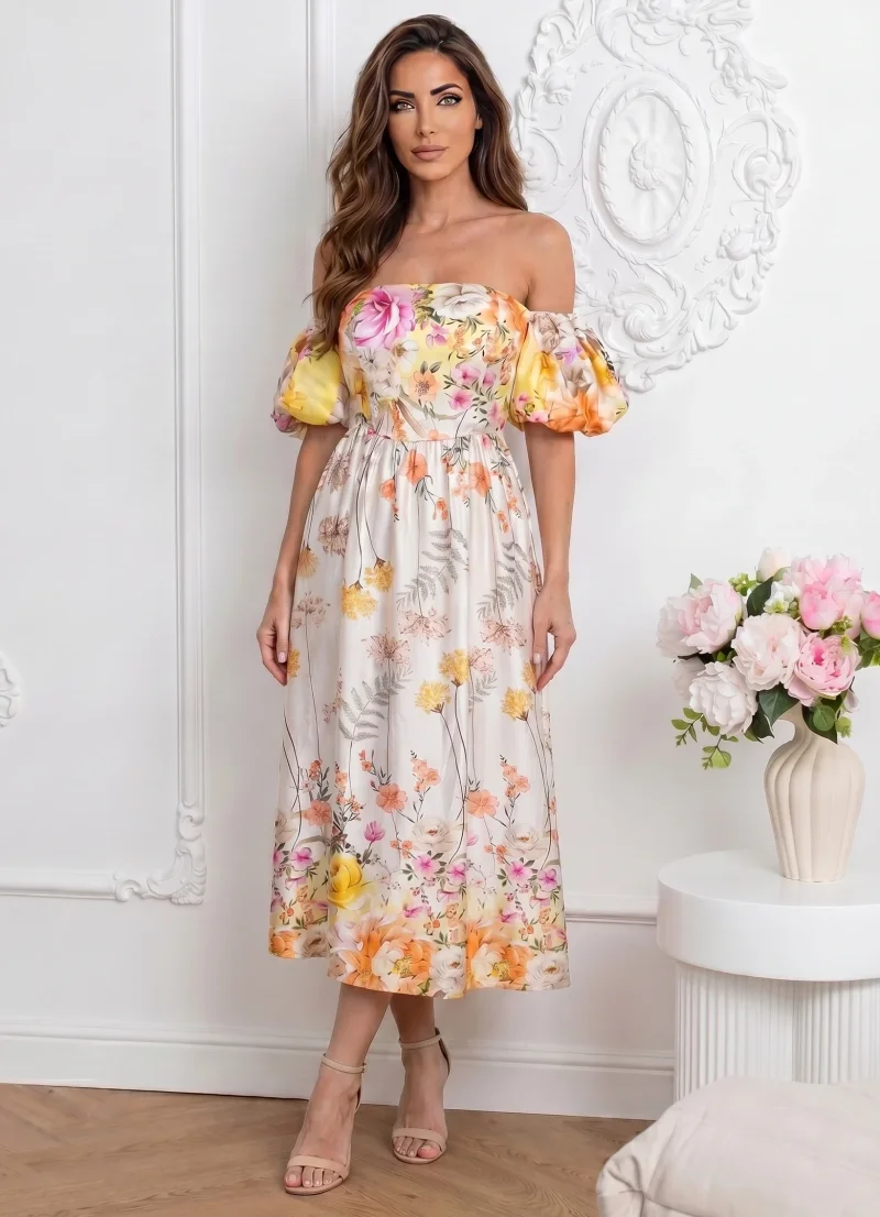 Rochie midi eleganta cu umerii l...