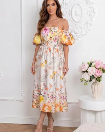 Rochie midi eleganta cu umerii l...