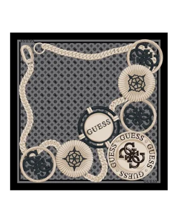 Esarfa cu imprimeu logo contrastant, Negru/Maro taupe deschis