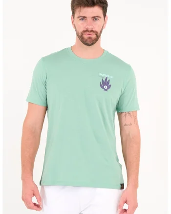Tricou din bumbac cu imprimeu grafic pe piept, Verde deschis