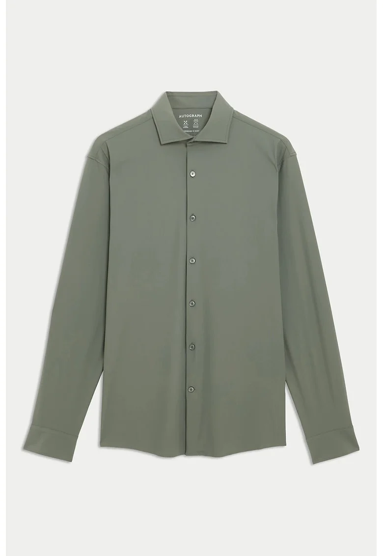 Camasa uni cu mansete cu nasturi, Verde sparanghel