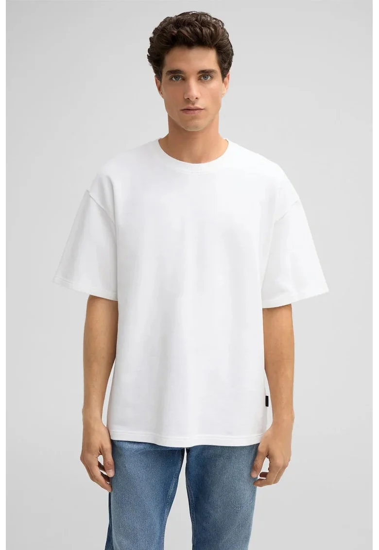 Tricou oversize cu guler rotund 30047780, Alb