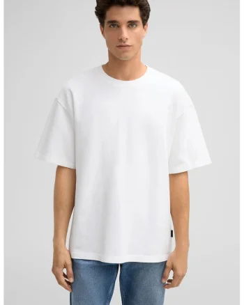 Tricou oversize cu guler rotund 30047780, Alb