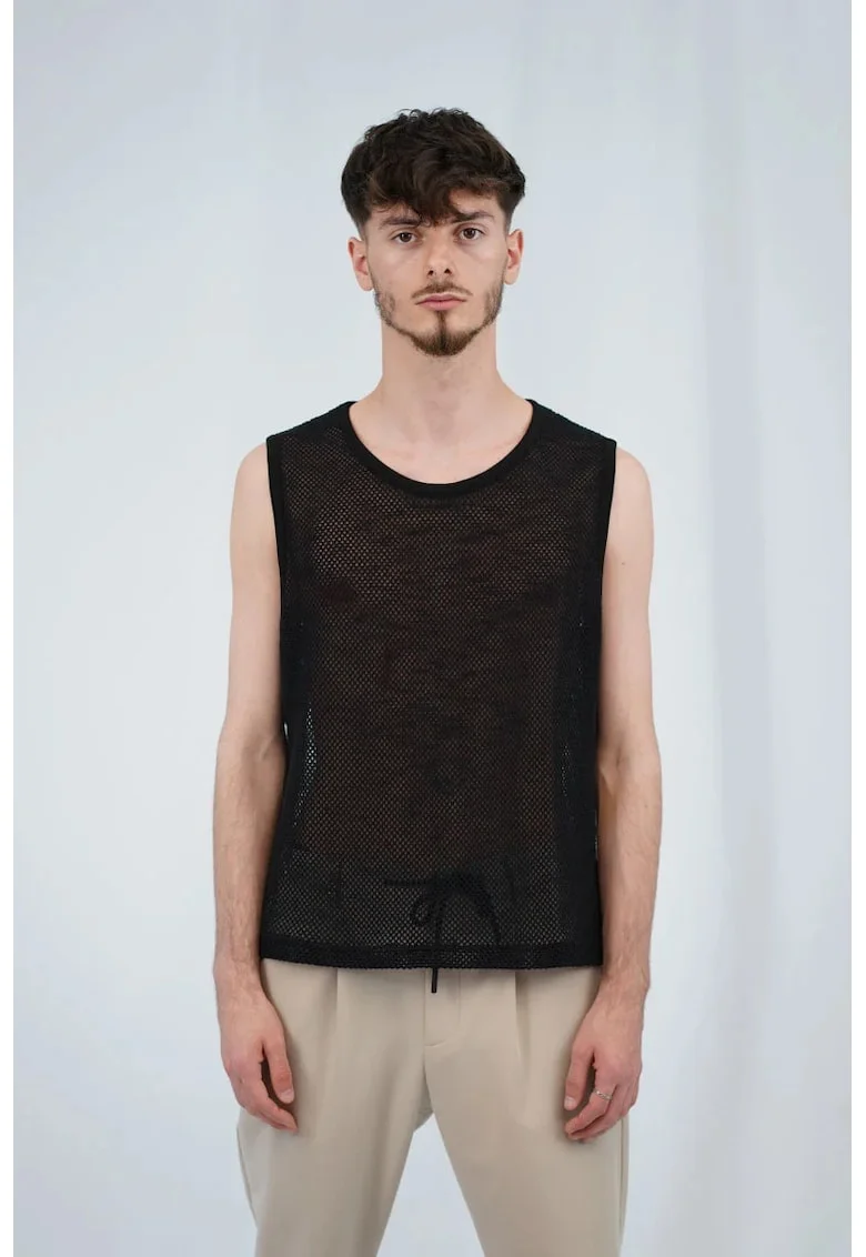 Maiou din plasă oversize, Negru