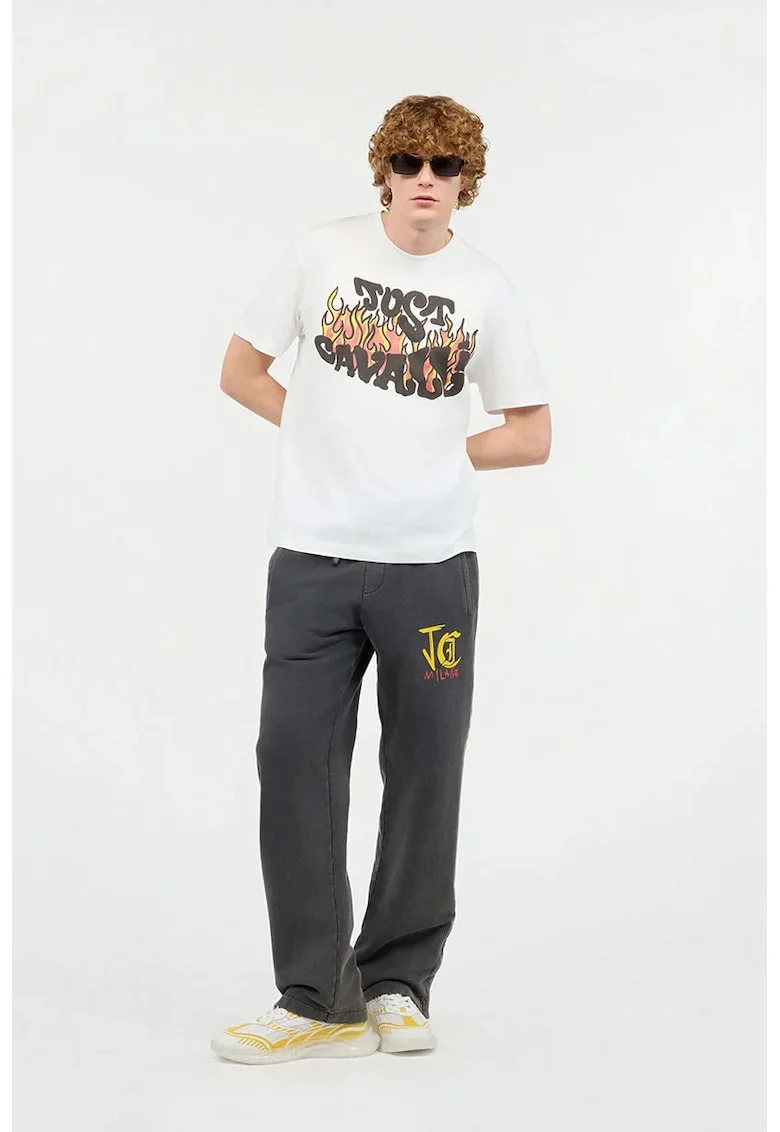 Tricou oversized cu print frontal, Alb