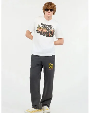 Tricou oversized cu print frontal, Alb
