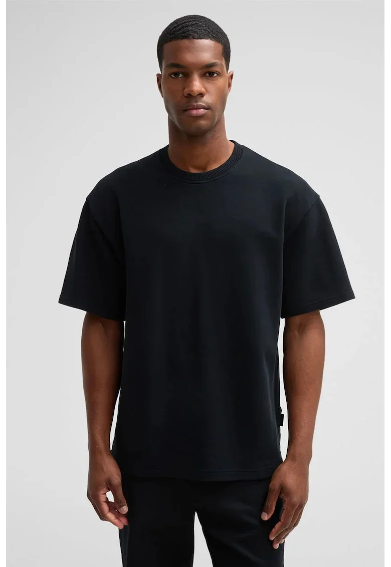 Tricou oversize cu guler rotund 30047780, Negru