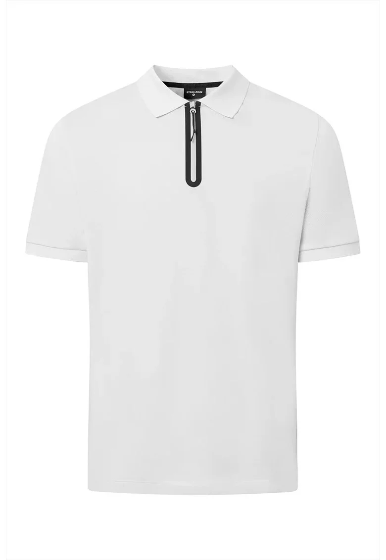 Tricou polo cu fermoar la gât, Gri deschis